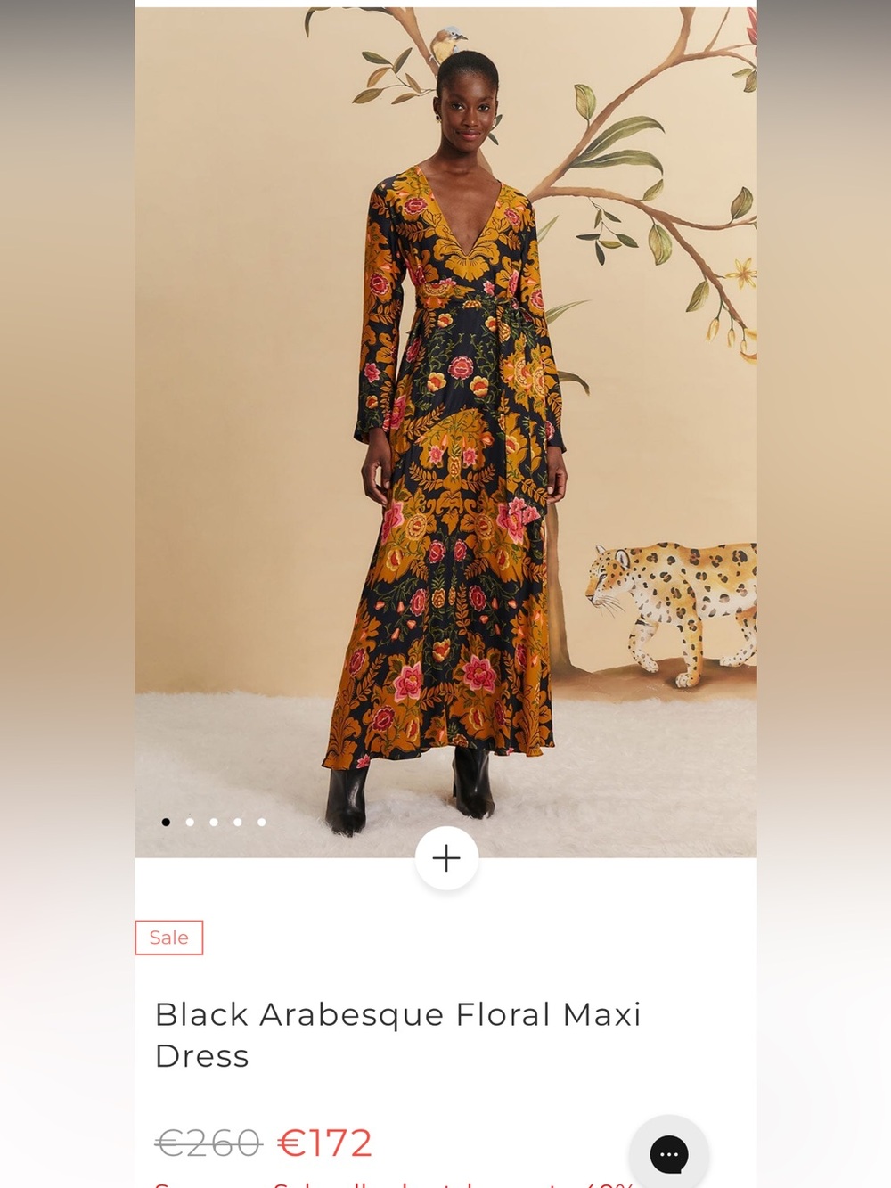FARM Rio Black Floral Arabesque Maxi Dress with Mustard and Pink Accents - Picture 4 of 8